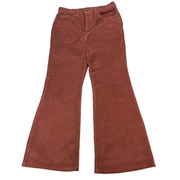 LEVI'S Premium 70's High Flare Smooth Corduroy Pant Size 27 Mahogany Rust Red - Picture 3 of 10